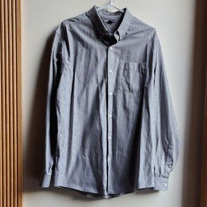 Eddie Bauer Gray Pin Striped Button Down Shirt Size Large